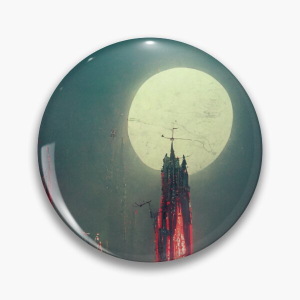 Item preview, Gothic cathedral red neon, white moon, night  designed and sold by breaker160.