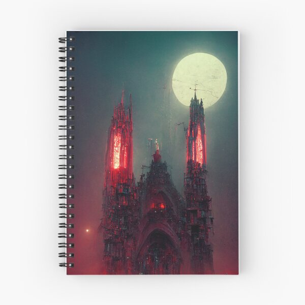 Item preview, Gothic cathedral red neon, white moon, night  designed and sold by breaker160.