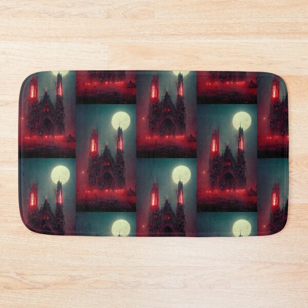Item preview, Gothic cathedral red neon, white moon, night  designed and sold by breaker160.