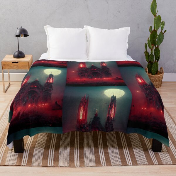 Item preview, Gothic cathedral red neon, white moon, night  designed and sold by breaker160.