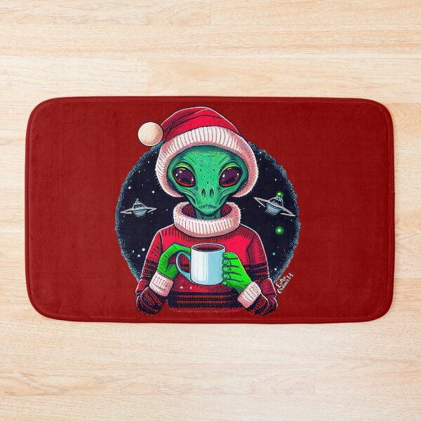 Item preview, Christmas Funny Alien Drinking Coffee Wearing Sweater designed and sold by extraordinar-ia.