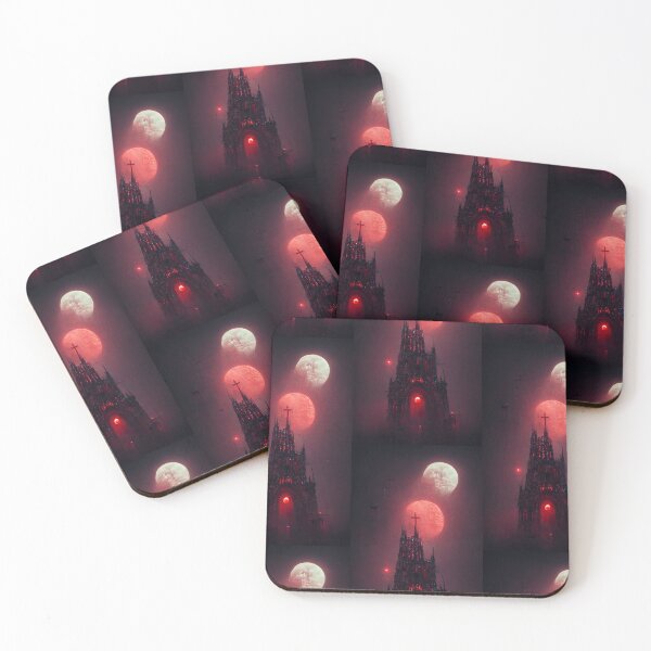 Item preview, Gothic cathedral red neon, red and white moon, night  designed and sold by breaker160.