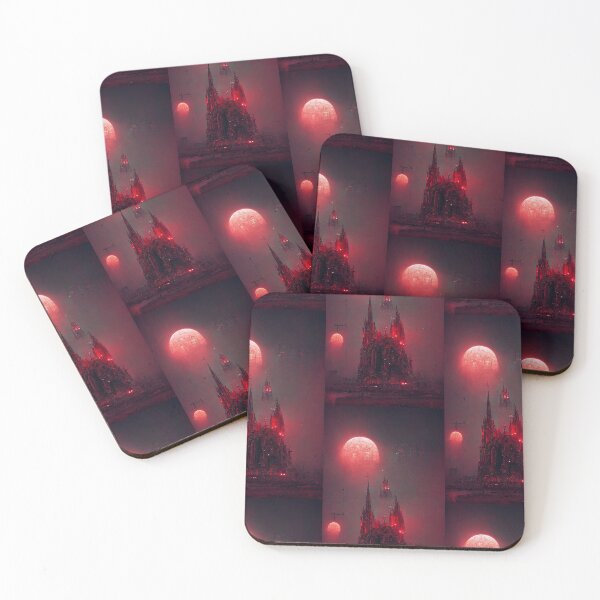 Item preview, Gothic cathedral red neon, red white moon, night  designed and sold by breaker160.