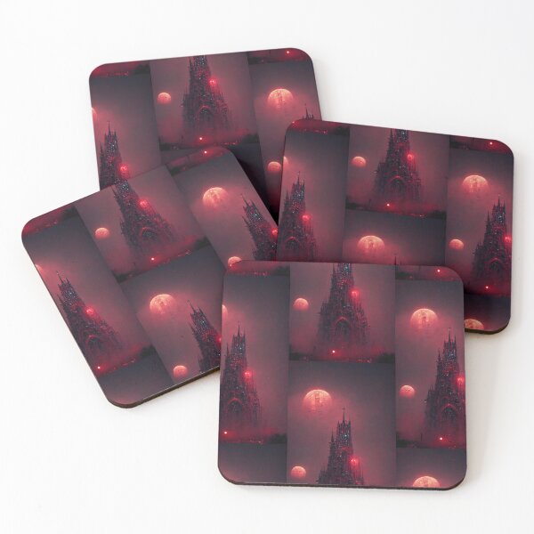 Item preview, Gothic cathedral red neon, red white moon, night  designed and sold by breaker160.