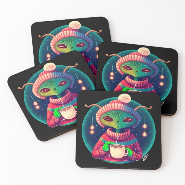 Item preview, Christmas Funny Alien Drinking Coffee Wearing Sweater designed and sold by extraordinar-ia.