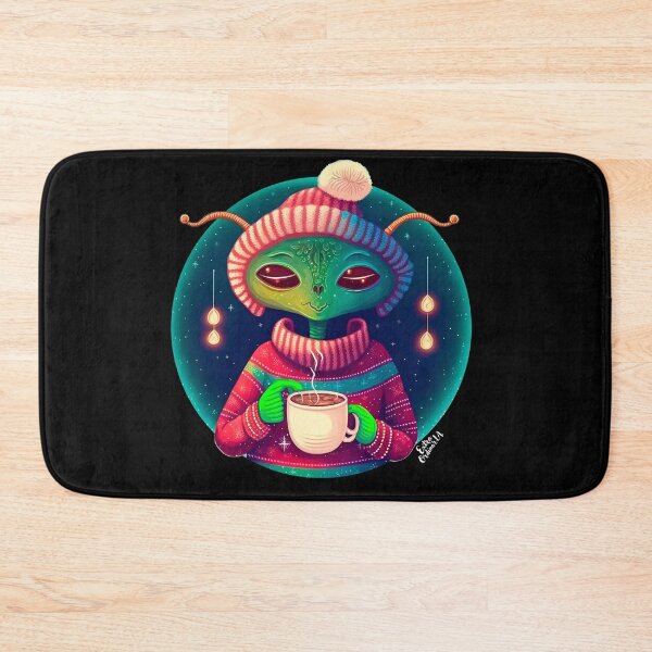 Item preview, Christmas Funny Alien Drinking Coffee Wearing Sweater designed and sold by extraordinar-ia.