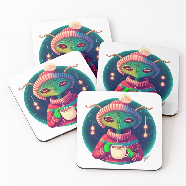 Item preview, Christmas Funny Alien Drinking Coffee Wearing Sweater designed and sold by extraordinar-ia.