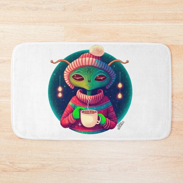 Item preview, Christmas Funny Alien Drinking Coffee Wearing Sweater designed and sold by extraordinar-ia.