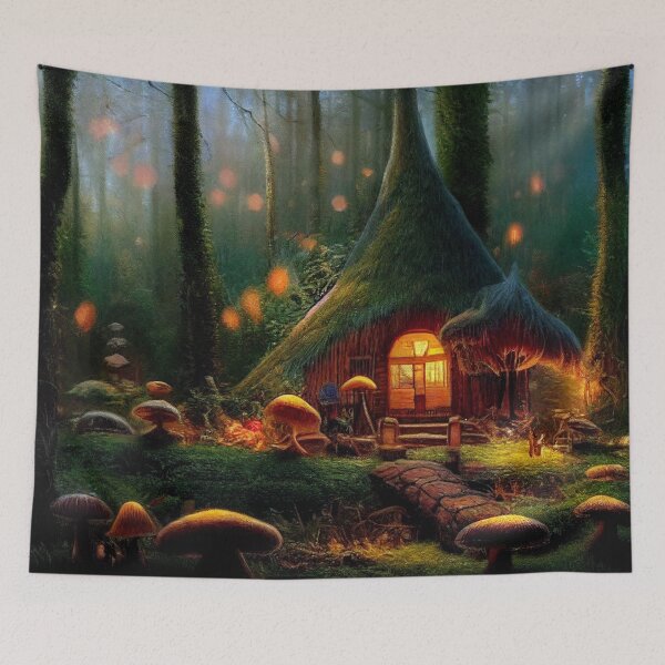 Item preview, Forest cabin with fairytale magic - Fantasy dream designed and sold by Monkyra.