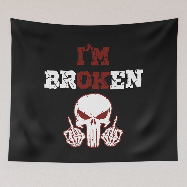 Item preview, I'm Broken T-shirt Confused Smile Skull Invisible Illness I'm OK Broken T-Shirt designed and sold by xteamdesign.