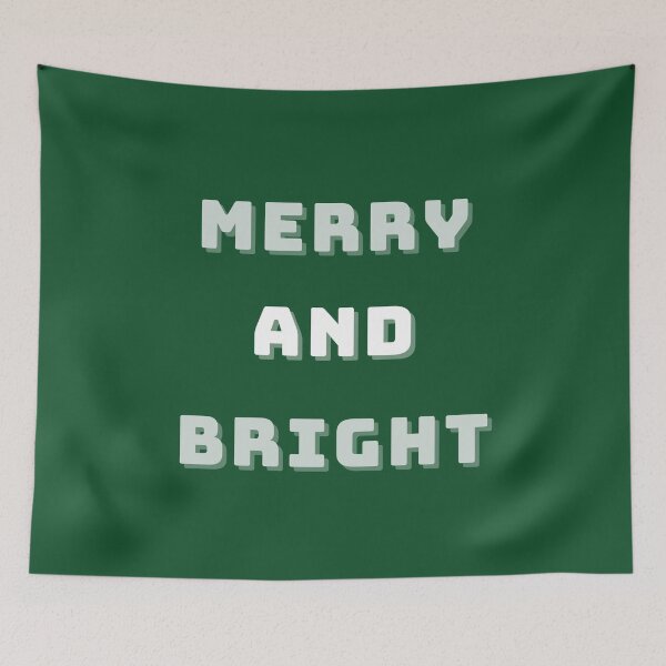 Item preview, Merry and Bright, Green Christmas Art, Holiday Modern Decor designed and sold by Magic Love Art Print.