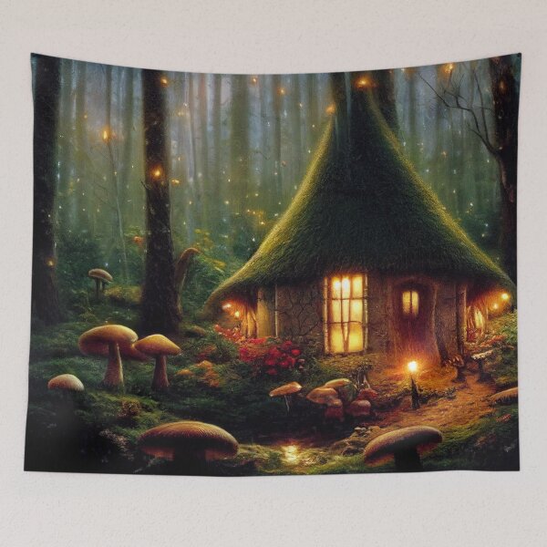 Item preview, Forest cabin with fairytale magic - Fantasy dream designed and sold by Monkyra.