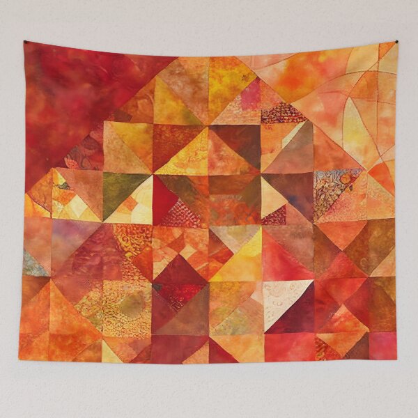 Item preview, Loose Watercolor Patchwork Quilt Design Bright Fall Colors designed and sold by ClairesPatterns.