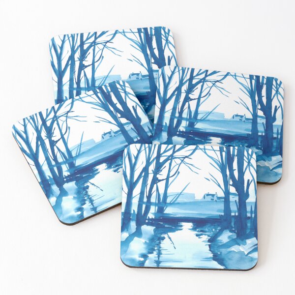 Item preview, Watercolor blue landscape, nature designed and sold by anaozzart.