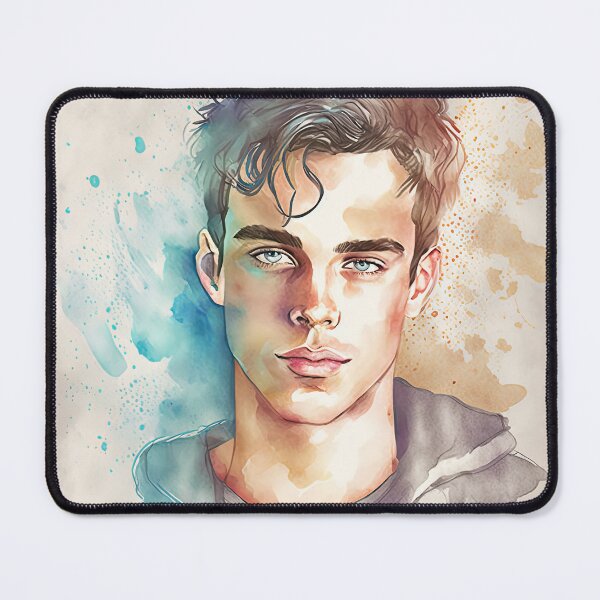 Item preview, Very beautiful and sexy handsome man portrait in watercolor designed and sold by mrlongfield.