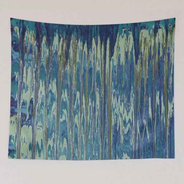 Aperçu de l'œuvre Vintage Peinture Dripping Paint Pattern en Bleu Vert créée et vendue par CharJens.