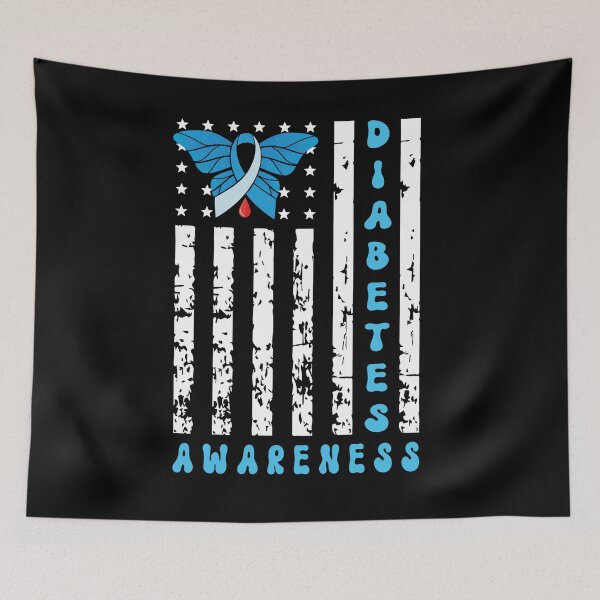 Item preview, Diabetes Awareness American US Flag Blue Ribbon designed and sold by Tatus Brinal.