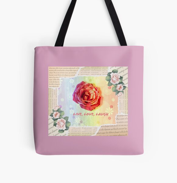 Digital Art Rose Collage All Over Print Tote Bag
