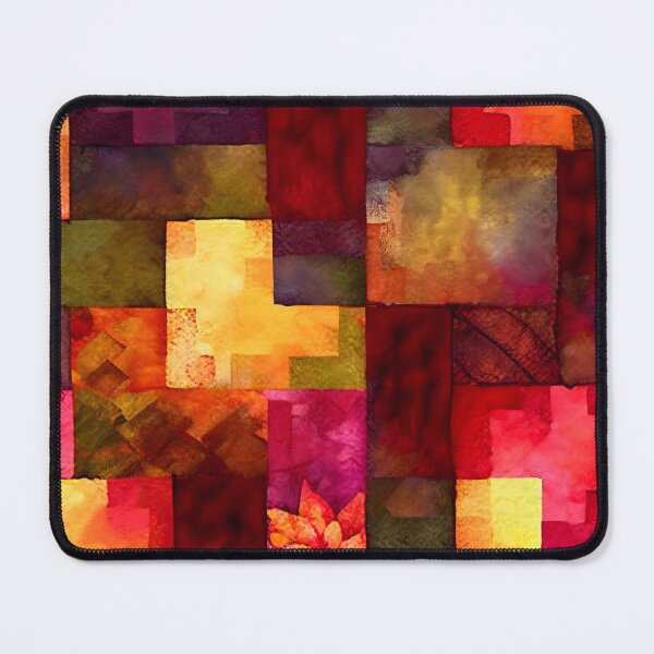 Item preview, Loose Watercolor Patchwork Quilt Design Bright Fall Colors Reds designed and sold by ClairesPatterns.
