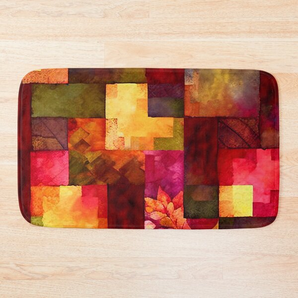 Item preview, Loose Watercolor Patchwork Quilt Design Bright Fall Colors Reds designed and sold by ClairesPatterns.
