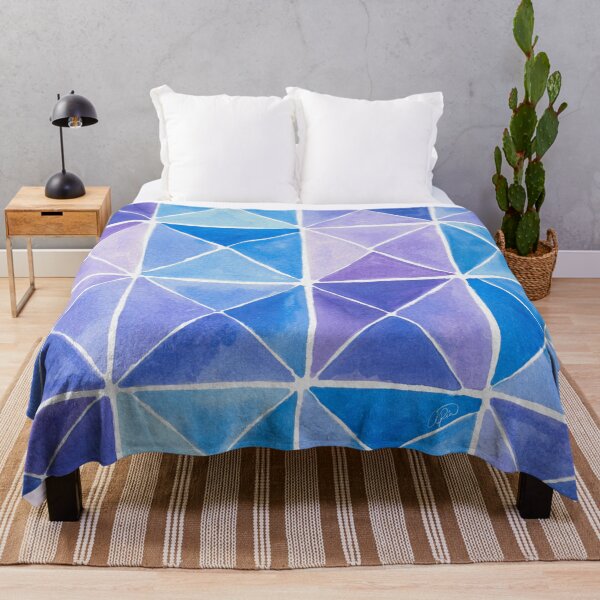 Item preview, Modern Triangle Boxes Watercolor Pattern - Blue & Purple designed and sold by AmandaAngela.