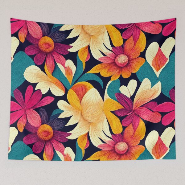 Item preview, Floral Colorful Vibrant Wallpaper designed and sold by thisisallahoax.