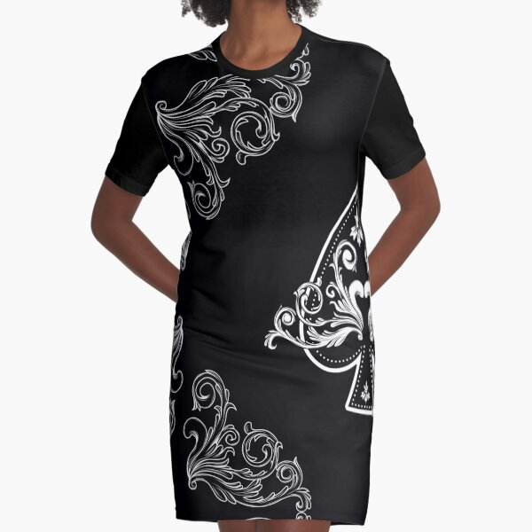 Ace of Spades Vintage Cool Black Graphic T-Shirt Dress