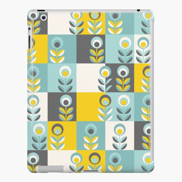 Scandinavian flowers 02, yellow-gray-teal, retro pattern iPad Snap Case