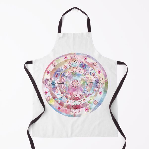 Item preview, Cherry Blossom Tree and Rabbits Mandala.   Watercolour Collage designed and sold by DefaultOneWorld.