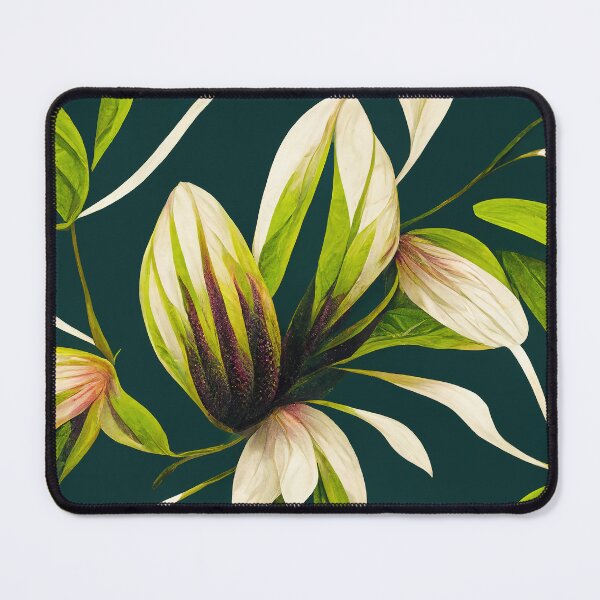 Item preview, Tropical flower patter on a dark green background designed and sold by justinasv775.