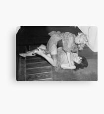 RETRO CATFIGHT Metal Print