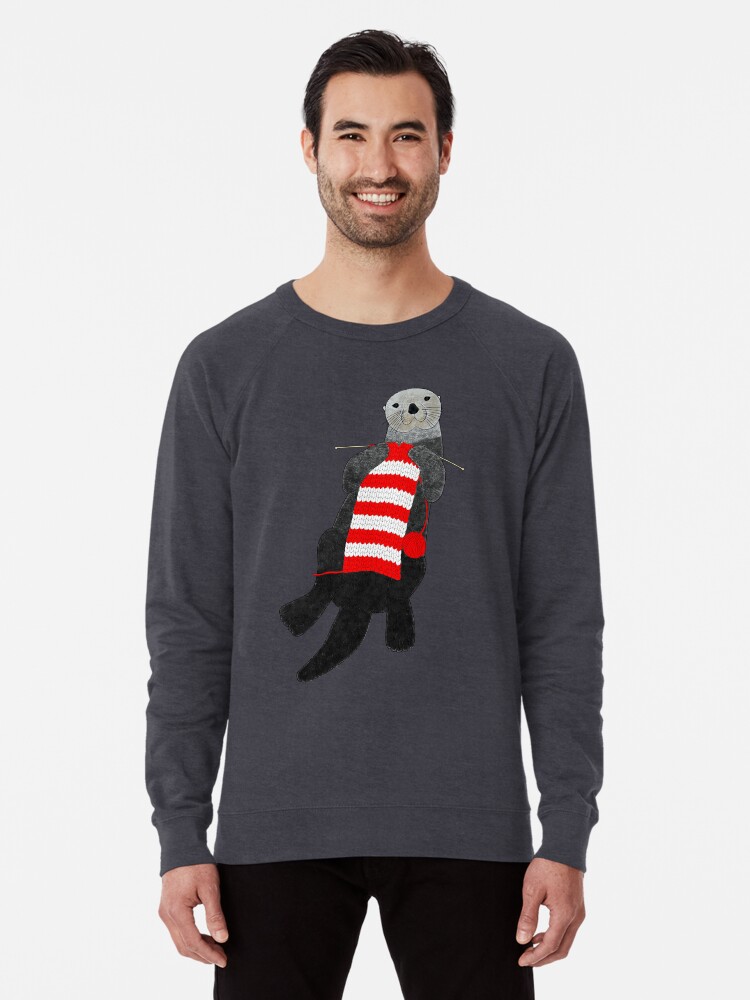 Knitting sea otter Lightweight Sweatshirt