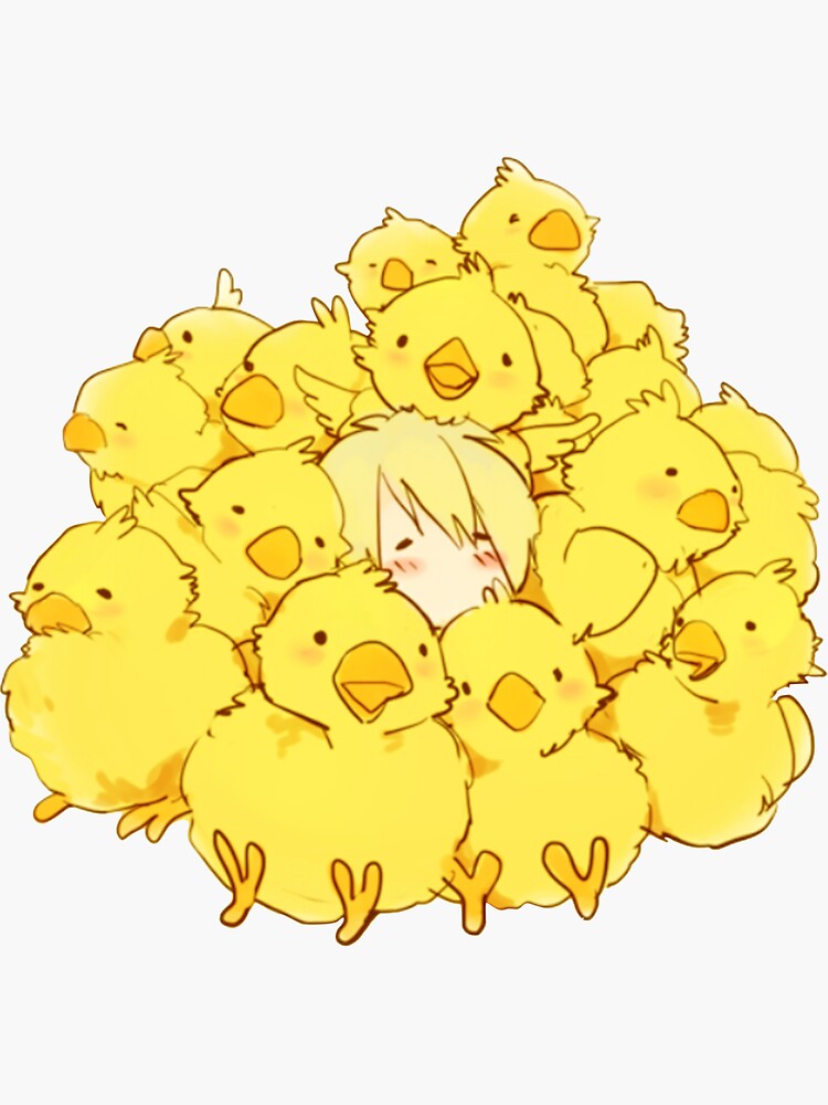 Cloud Strife In Fluffy Chocobo Swarm Sticker For Sale By Final