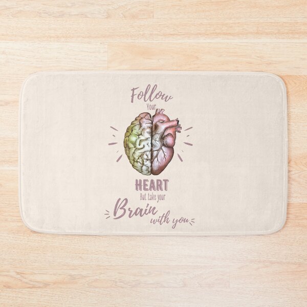 Item preview, Follow heart but take your brain with you, right balance between brain and heart, heart quote designed and sold by Collagedream.