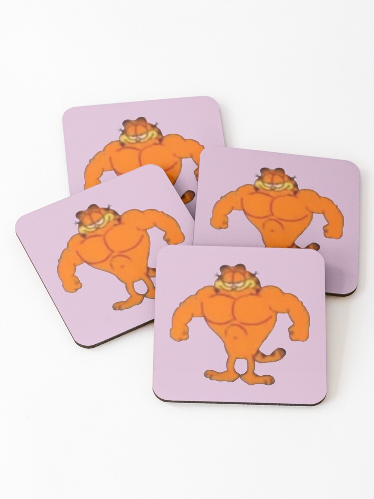 Buff Garfield Meme | Coasters (Set of 4)
