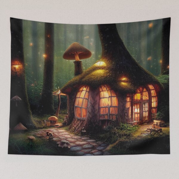 Item preview, Forest cabin with fairytale magic - Fantasy dream designed and sold by Monkyra.