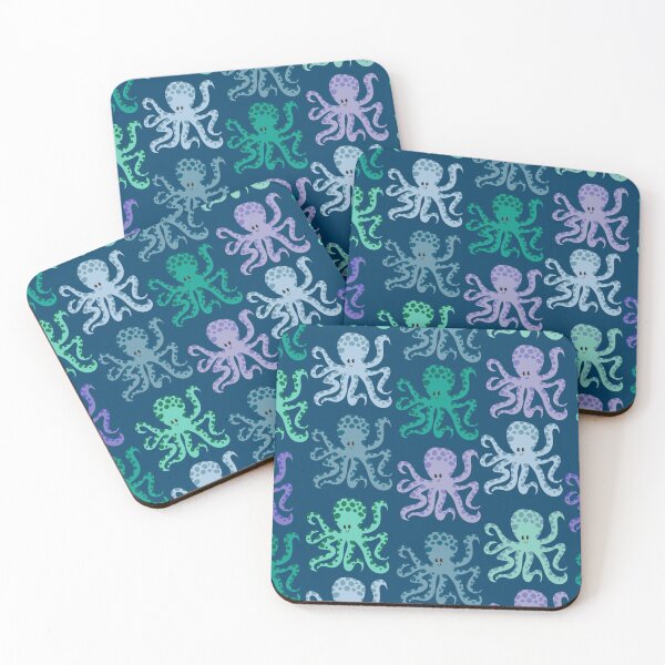 Item preview, A Consortium of Octopuses - dark blue background designed and sold by Shiny Happy World.