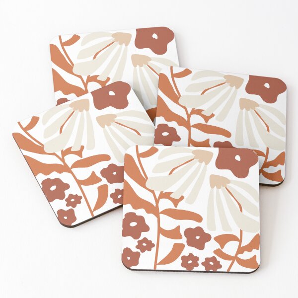 Item preview, Retro Boho Wildflower, Art Nouveau cream, orange and brown flowers designed and sold by Etienne & Yolandi  Outram.