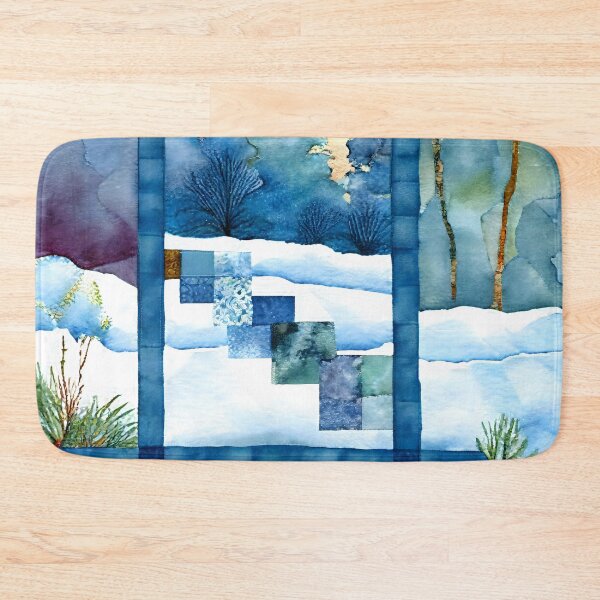 Item preview,  Loose Watercolor Patchwork Quilt Design Frosty Winter Christmas Cold Themed designed and sold by ClairesPatterns.