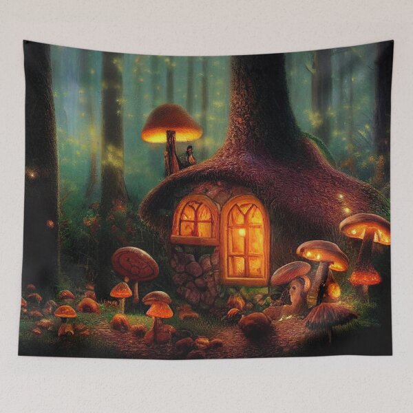 Item preview, Forest cabin with fairytale magic - Fantasy dream designed and sold by Monkyra.