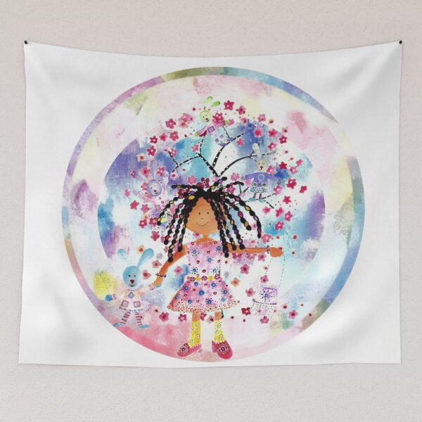 Item preview, Dancing with Blossoms in a New Dress.  Watercolour Collage designed and sold by DefaultOneWorld.