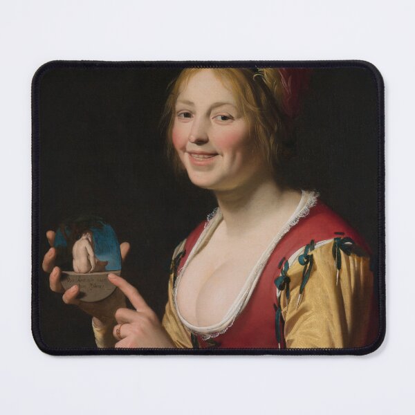 Item preview, Smiling Girl Holding an Obscene Image, 1625 designed and sold by Vintage Wall Art.