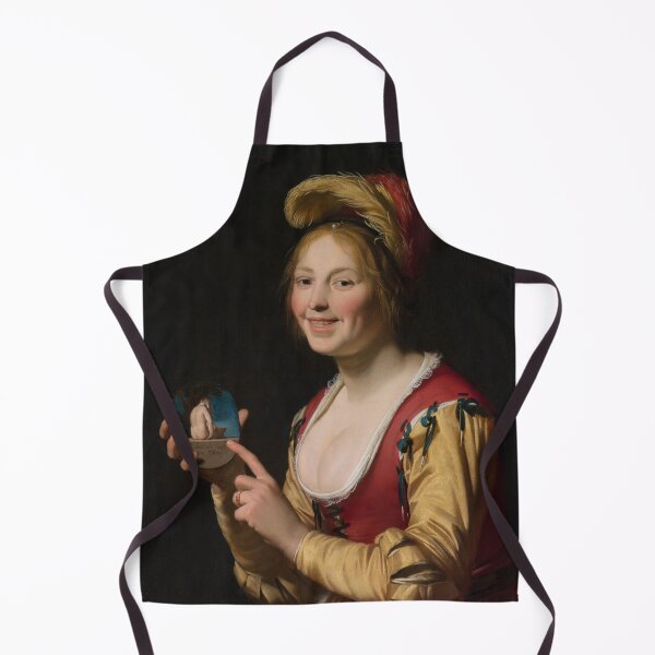Item preview, Smiling Girl Holding an Obscene Image, 1625 designed and sold by Vintage Wall Art.