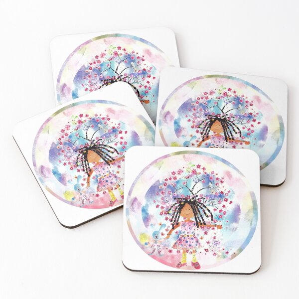 Item preview, Dancing with Blossoms in a New Dress.  Watercolour Collage designed and sold by DefaultOneWorld.