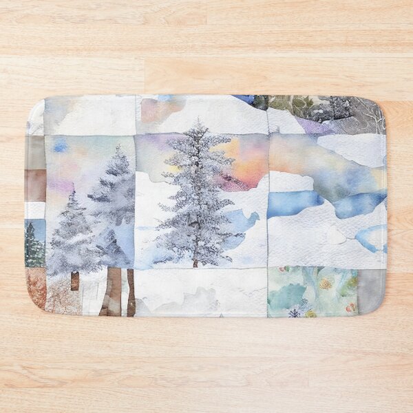 Item preview, Loose Watercolor Patchwork Quilt Design Frosty Winter Christmas Cold Themed designed and sold by ClairesPatterns.