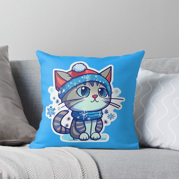 Item preview, Christmas Cat Closeup | Lovely Cute Cat surrounded by snowflakes designed and sold by KOTOdesign.