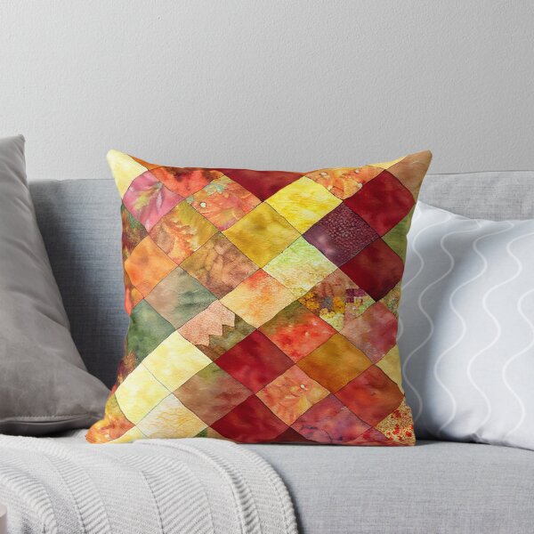 Item preview, Loose Watercolor Patchwork Quilt Design Bright Fall Colors designed and sold by ClairesPatterns.