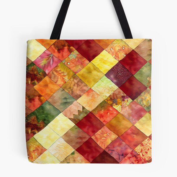 Item preview, Loose Watercolor Patchwork Quilt Design Bright Fall Colors designed and sold by ClairesPatterns.