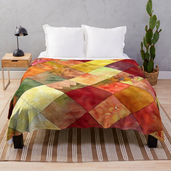 Item preview, Loose Watercolor Patchwork Quilt Design Bright Fall Colors designed and sold by ClairesPatterns.