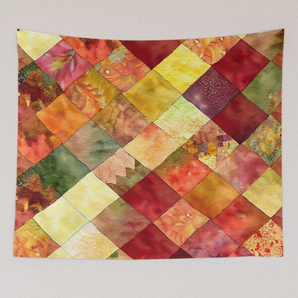 Item preview, Loose Watercolor Patchwork Quilt Design Bright Fall Colors designed and sold by ClairesPatterns.